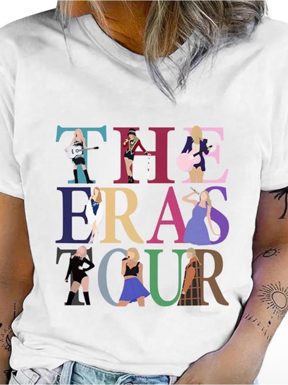 Taylor Swift Women’s The Eras Tour Unofficial Graphic Cotton Tee Size L Swiftie